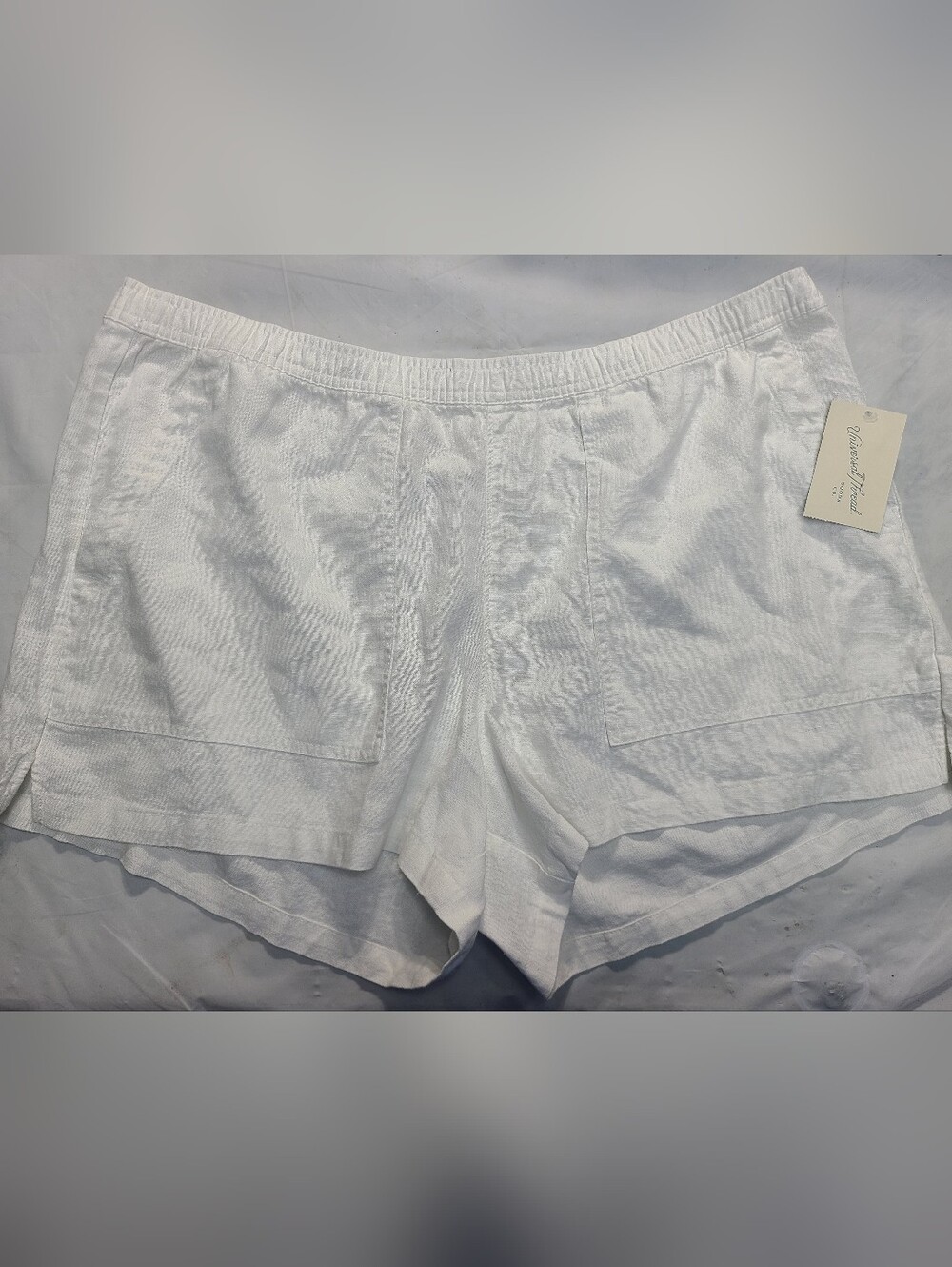 Women's Mid-Rise Linen Pull-On Shorts Universal Thread White Relaxed Fit 2XL